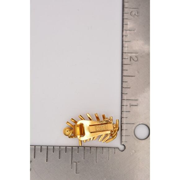 Hobe Vintage Clip On Earrings Spiked Gold Tone Shiny Chunky Signed 1950s BinAY - Picture 12 of 12